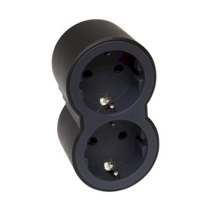 Розгалужувач на 2 фронтальні розетки 2P+PE чорний, Legrand