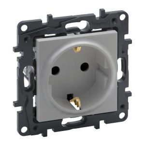 Розетка 1-а З/К внутр.16А, 250 В гвинтові клемиNILOE STEP алюміній