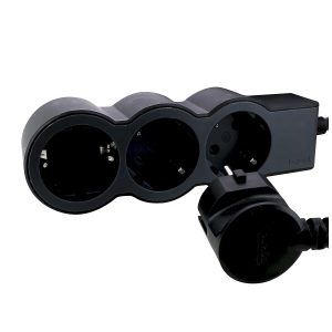 Подовжувач СТАНДАРТ 3х2К+З розетки, 16 А, з кабелем 3 м, колір Чорний