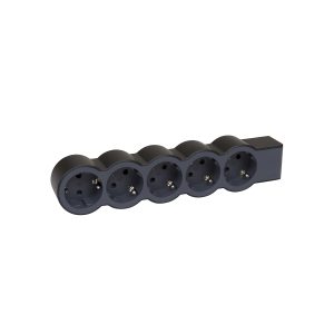 Подовжувач СТАНДАРТ 5х2К+З розетки, 16 А, без кабеля , колір Чорний