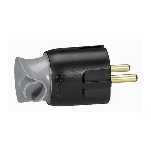 Вилка євро пряма з З/К 16А чорна LEGRAND