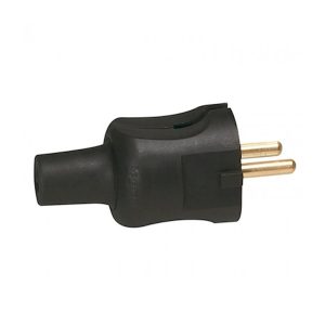 Вилка євро пряма без З/К 16А чорна гумова LEGRAND