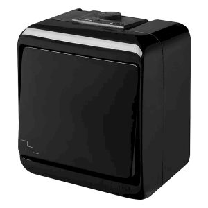 Выключатель 1-клавишный наружный проходной IP54 VHE-3-BL черный