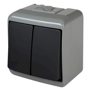 Выключатель 2-клавишный наружный IP54 VHE-2-SRG серо-графитовый