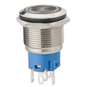 Кнопка метал. с подсв. 1НО+1НЗ синяя 12V TYJ 19-271