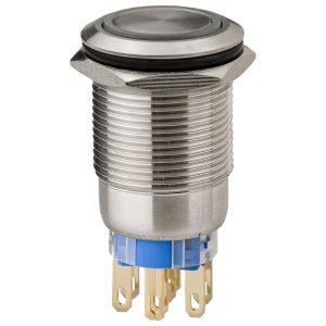 Кнопка метал. с подсв. 2НО+2НЗ зелёная 12V TYJ 19-272