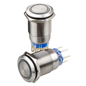 Кнопка метал. с подсв. 2НО+2НЗ красная 12V TYJ 19-272