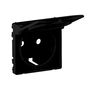 Лицева панель розетки З/К з кришкою чорна матова "Valena LIFE"