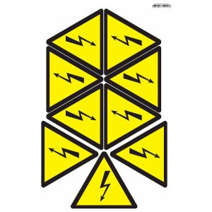Техническая наклейка Знак "Опасность поражения электрическим током" 130 мм" (на листе 9 шт)