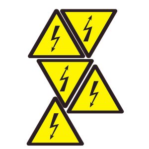 Наклейка технічна Знак "Небезпека ураження електричним струмом" 160 мм" (на аркуші 5 шт)