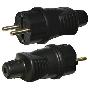 Вилка евро прямая с З/К PKB-STчерная каучук IP44 "ЕТІ"