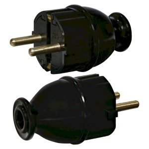 Вилка евро прямая с З/К PPB-ST черная "ЭТИ"