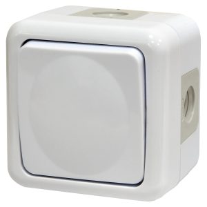 Выключатель 1-клавишный наружный IP44 PVE-1 поликарбонат белый