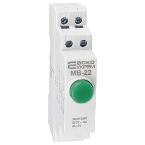 Модульная кнопка без фиксации 2НО+2НЗ 230В АС МВ-22 зеленая