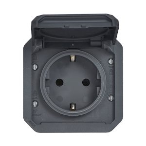 Розетка 1-а З/К внутр. з гвинтовими клемами IP55 "PLEXO" антрацит