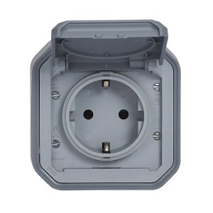 Розетка 1-а З/К зовн. з гвинтовими клемами IP55 "PLEXO" сірий