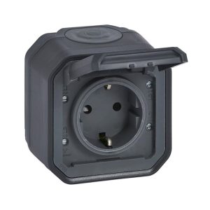 Розетка 1-а З/К зовн. з гвинтовими клемами IP55 "PLEXO" антрацит