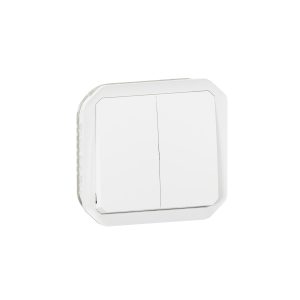 Вимикач 2-кл. внутр. прохідний/кнопка IP55 " PLEXO " білий (10А)