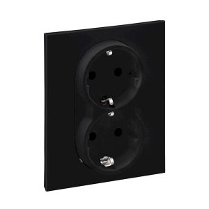 Розетка 2-а З/К внутр. зі шторками 16А 250В автоматичні клеми Suno чорний
