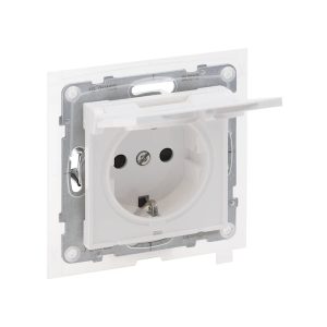Розетка 1-а З/К внутр. з кришкою ІР44 16А 250В автоматичні клеми Suno білий