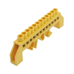 Шина універсальна  ізол. «N/PE» на DIN-рейку ШЛУ6х9-12 жовта