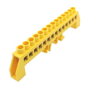 Шина універсальна  ізол. «N/PE» на DIN-рейку ШЛУ8х12-14 жовта