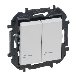 Вимикач 2-кл. внутр. з підсвіткою 10А автоматичні клеми NILOE STEP білий