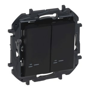 Вимикач 2-кл. внутр. з підсвіткою 10А автоматичні клеми NILOE STEP чорний