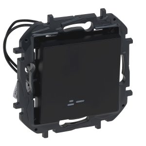 Вимикач 1-кл. внутр. прохідний з підсвіткою 10А авт. клеми NILOE STEP чорний
