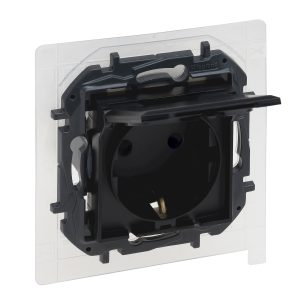 Розетка 1-а З/К внутр. з кришкою ІР44 16А, 250 В автоматичні клеми NILOE STEP чорний
