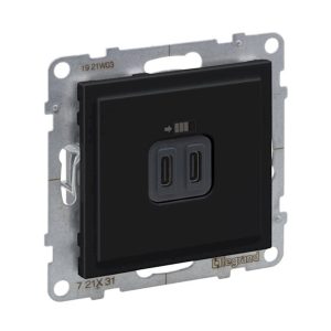 Розетка 2-а USB внутр. С+C 15 Вт 5В SUNO чорний