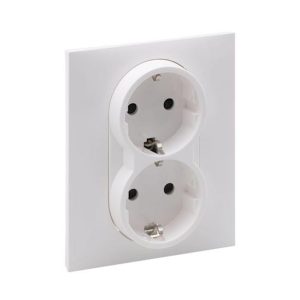 Розетка 2-а З/К внутр. зі шторками автоматичні клеми SUNO білий