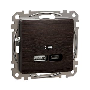 Розетка 2-а USB  A+C 21 Вт  SEDNA Design & Elements Венге