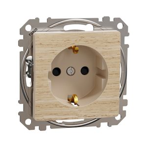 Розетка 1-а З/К внутр. зі шторками "Sedna Elements" Береза
