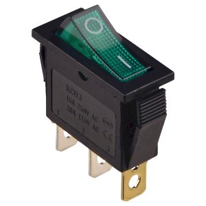 Переключатель 1-клавишный зеленый с подсветкой 12 V AC/DC KCD3-101N GR/B