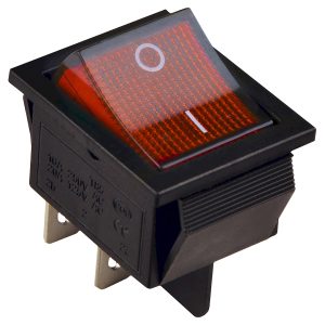 Переключатель 1-клавишный красный с подсветкой 12 В AC/DC KCD2-201N R/B