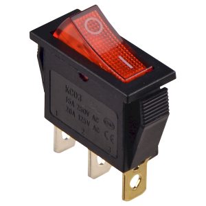 Переключатель 1-клавишный красный с подсветкой 12 V AC/DC KCD3-101N R/B
