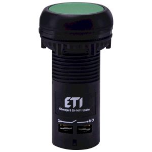 Кнопка моноблочна заглиблена ECF-11-G (1NO+1NC, зелена)