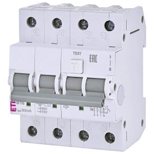 Диференційний вимикач KZS-4M 3p+N B 16/0,03 тип AC (6kA)