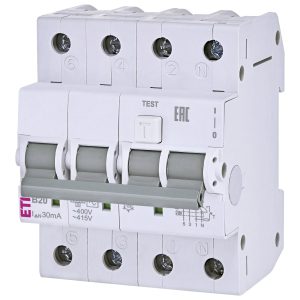 Диференційний вимикач KZS-4M 3p+N B 20/0,03 тип AC (6kA)