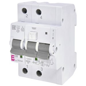 Диференційний вимикач KZS-AFDD 3M2p C 6/0,03 тип A (10kA, з захистом від дугов. замик.)