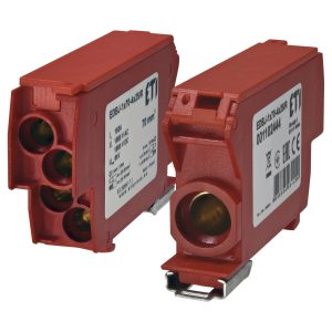 Блок розподільчий EDBJ-1x70-4x25/R (192A, 1000V AC/1500V DC, IN: 1x70, OUT: 4x25, червоний)