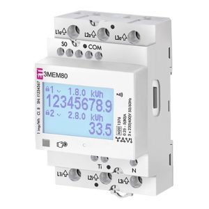Лічильник 3-фазн. двонаправлений 3MEM80-BEVRSPO (80А, ІЧ порт, SO-імпульсний вихід, RS-485, NFC, EVS