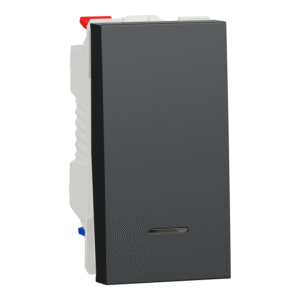 Перемикач 1-клавішний з нейтраллю 10А, 1 модуль антрацит