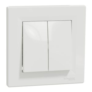Кнопка 2-модулі 2-клавішна "ASFORA" бiла (C2)