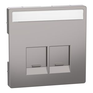 Панель розетки комп’ютерної подвійної RJ-45 внутрішня з полірованим написом "D-Life" нікель