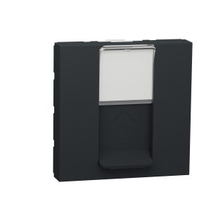 Розетка комп’ютерна RJ-45, внутрішня, категорія 6 UTP 2-модуля "UNICA NEW" антрацит (C3)