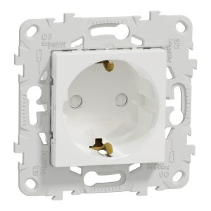 Розетка з заземленням без шторок, 16а гвинтові затискачі, біла (C3)