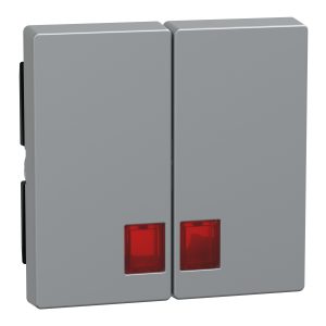 Sm 2-клавішний вимикач з червоним віконцем для індикації, алюміній