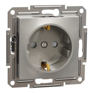 Розетка 1-а заземлювальним контактом, внутрішня зі шторками "ASFORA" бронза (C1)